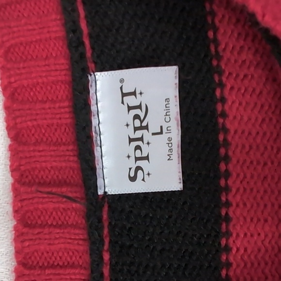 Spirit Halloween Red Black Striped Freddy Krueger Crewneck Sweater Large - Picture 2 of 5